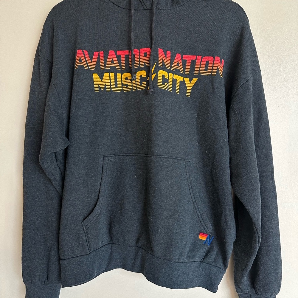Aviator Nation NASHVILLE MUSIC CITY PULLOVER HOODIE RELAXED - CHARCOAL